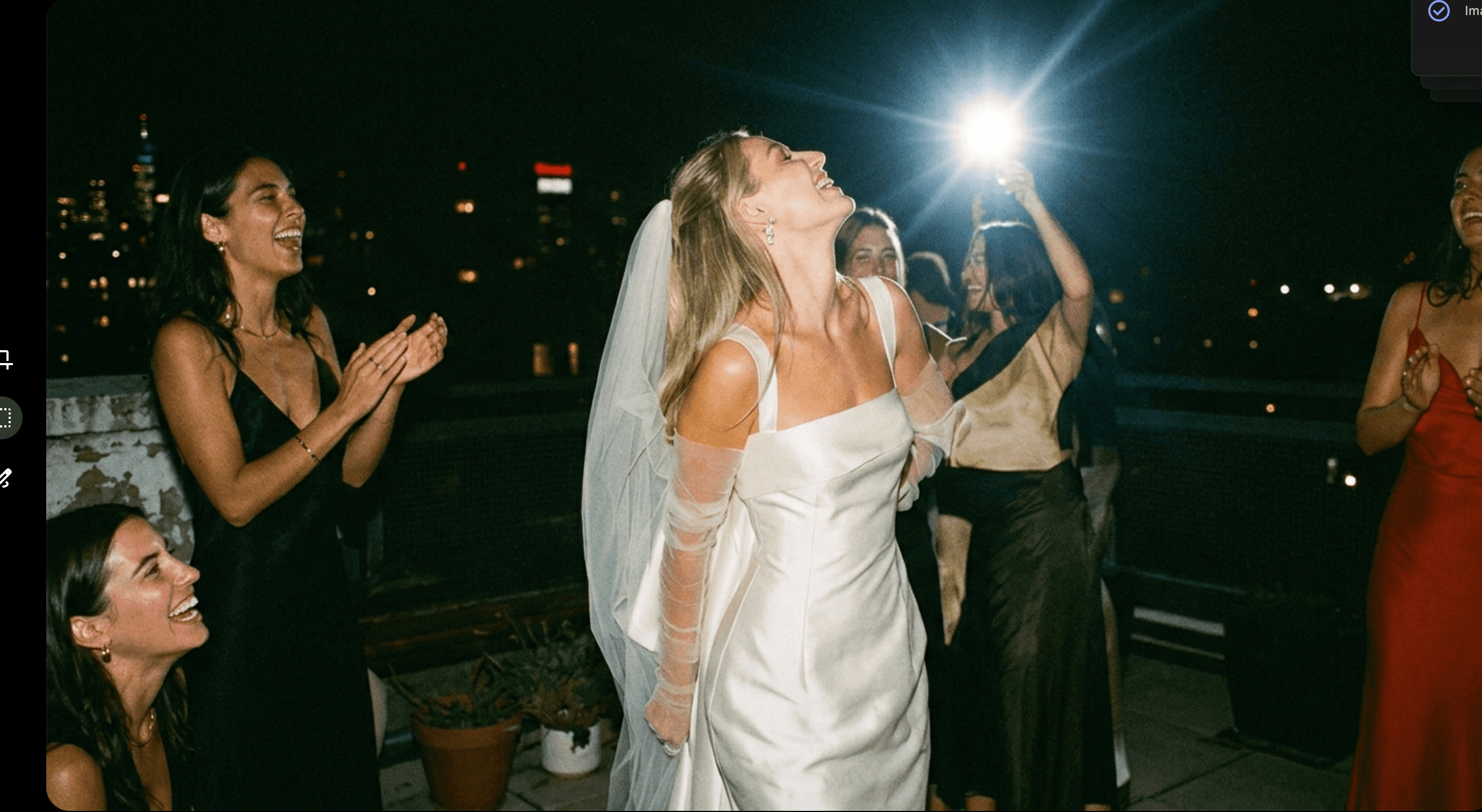 Friends at a rooftop wedding party